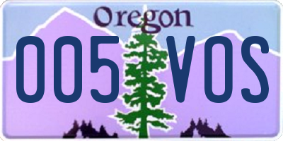 OR license plate 005VOS