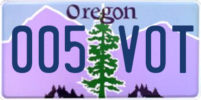 OR license plate 005VOT
