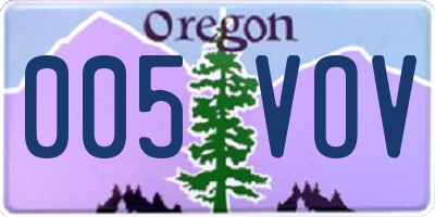 OR license plate 005VOV