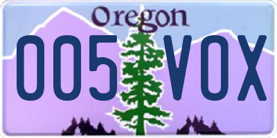 OR license plate 005VOX