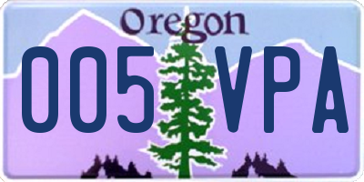 OR license plate 005VPA