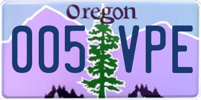 OR license plate 005VPE