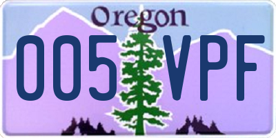 OR license plate 005VPF