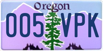 OR license plate 005VPK