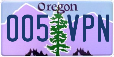 OR license plate 005VPN