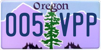 OR license plate 005VPP