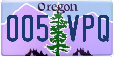 OR license plate 005VPQ