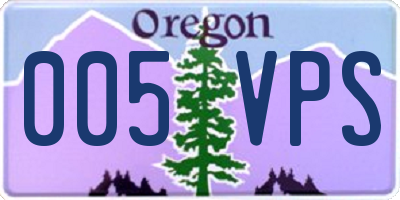 OR license plate 005VPS