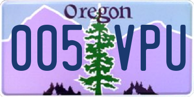 OR license plate 005VPU