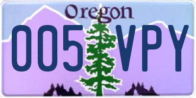 OR license plate 005VPY