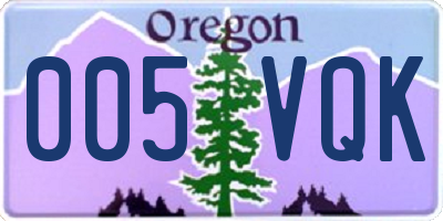 OR license plate 005VQK