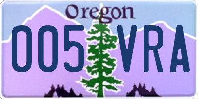OR license plate 005VRA