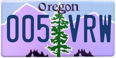 OR license plate 005VRW