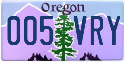 OR license plate 005VRY