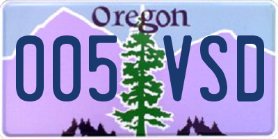 OR license plate 005VSD