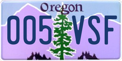 OR license plate 005VSF