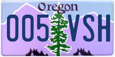 OR license plate 005VSH