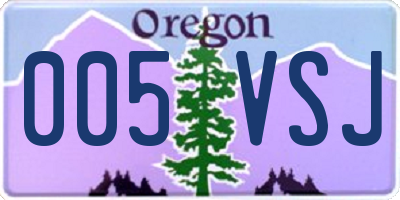 OR license plate 005VSJ