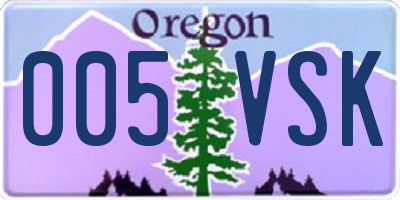 OR license plate 005VSK