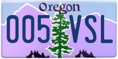 OR license plate 005VSL