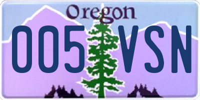 OR license plate 005VSN