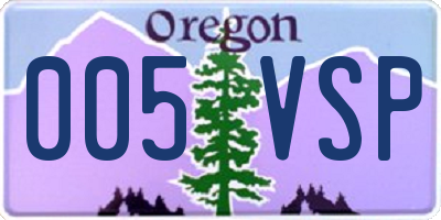 OR license plate 005VSP