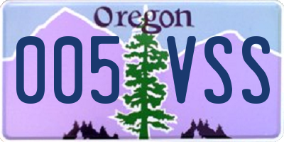 OR license plate 005VSS