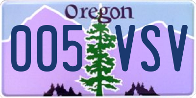 OR license plate 005VSV