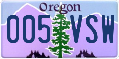 OR license plate 005VSW