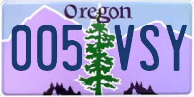 OR license plate 005VSY