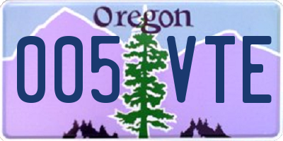 OR license plate 005VTE