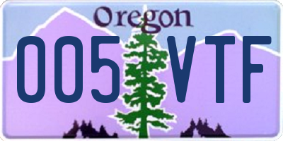 OR license plate 005VTF