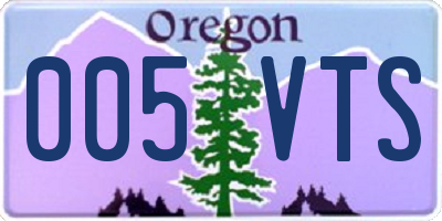OR license plate 005VTS