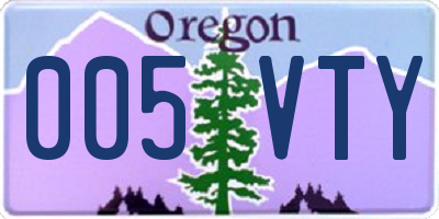 OR license plate 005VTY