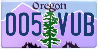 OR license plate 005VUB