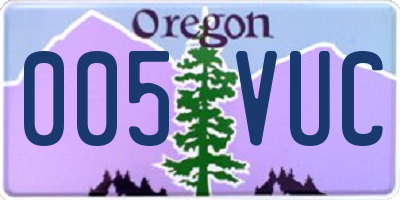 OR license plate 005VUC