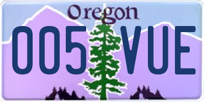 OR license plate 005VUE