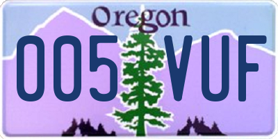 OR license plate 005VUF