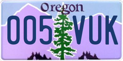 OR license plate 005VUK