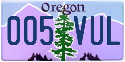 OR license plate 005VUL