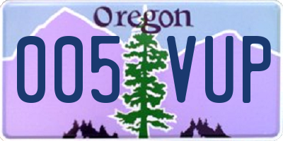 OR license plate 005VUP