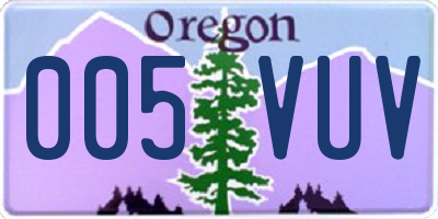 OR license plate 005VUV