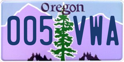 OR license plate 005VWA