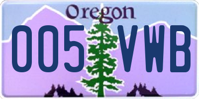 OR license plate 005VWB