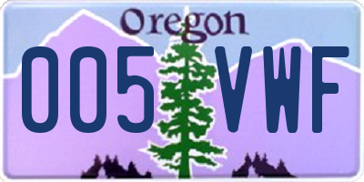 OR license plate 005VWF