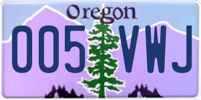 OR license plate 005VWJ
