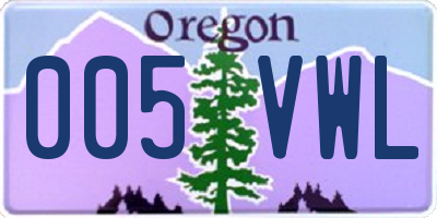OR license plate 005VWL