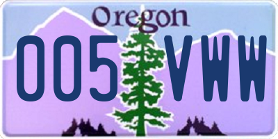 OR license plate 005VWW