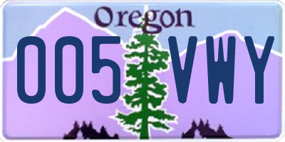 OR license plate 005VWY