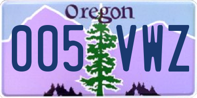 OR license plate 005VWZ